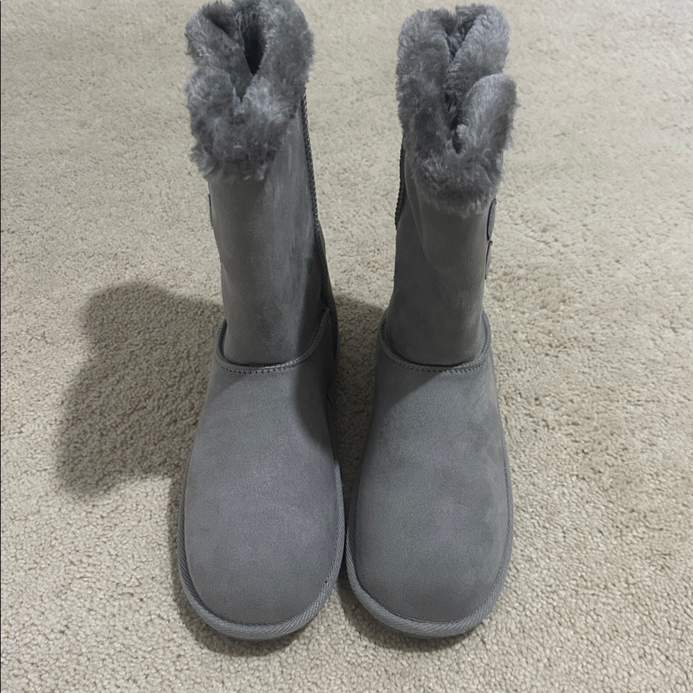 Gray Faux Fur Lined Boots